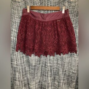 Elegant Lace Burgundy Skirt